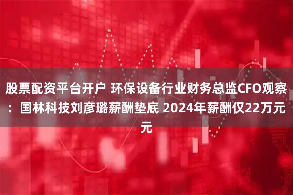 股票配资平台开户 环保设备行业财务总监CFO观察：国林科技刘彦璐薪酬垫底 2024年薪酬仅22万元